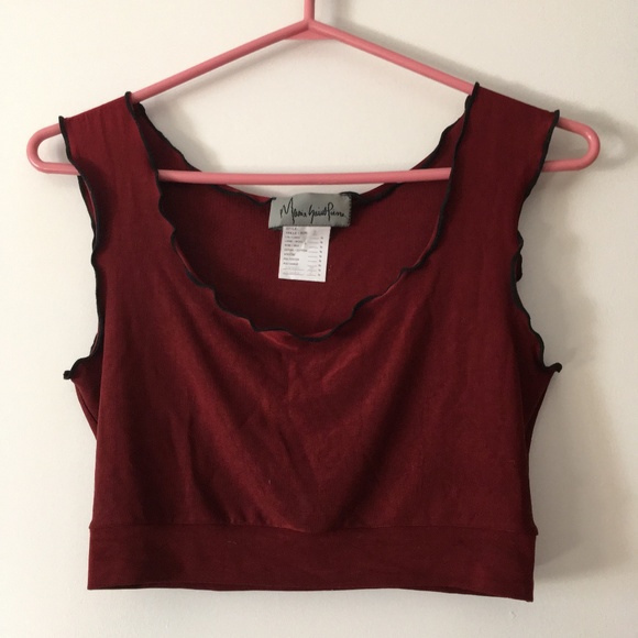 MARIE SAINT PIERRE Burgundy Stretchy Crop Layering Top M - Picture 1 of 3